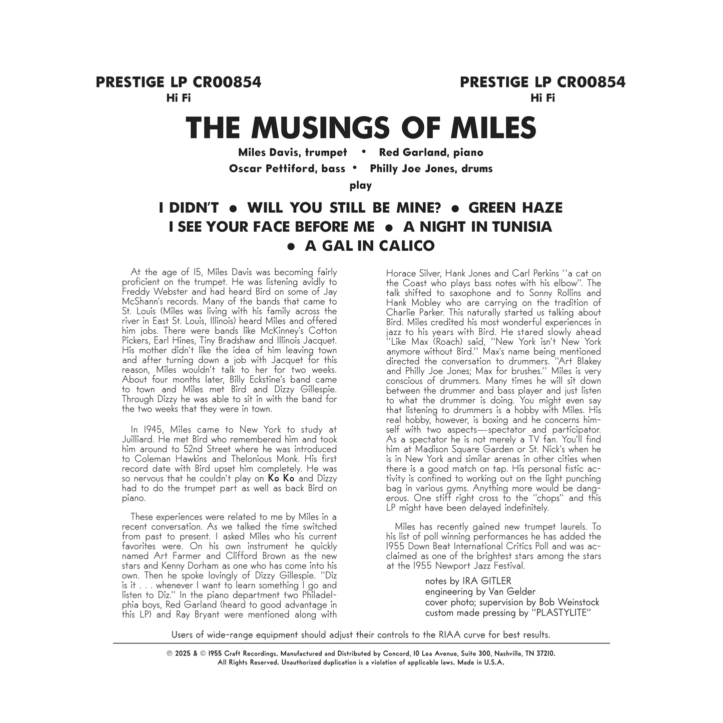Miles Davis - The Musings of Miles - OJC LP Vinyl Record Hub