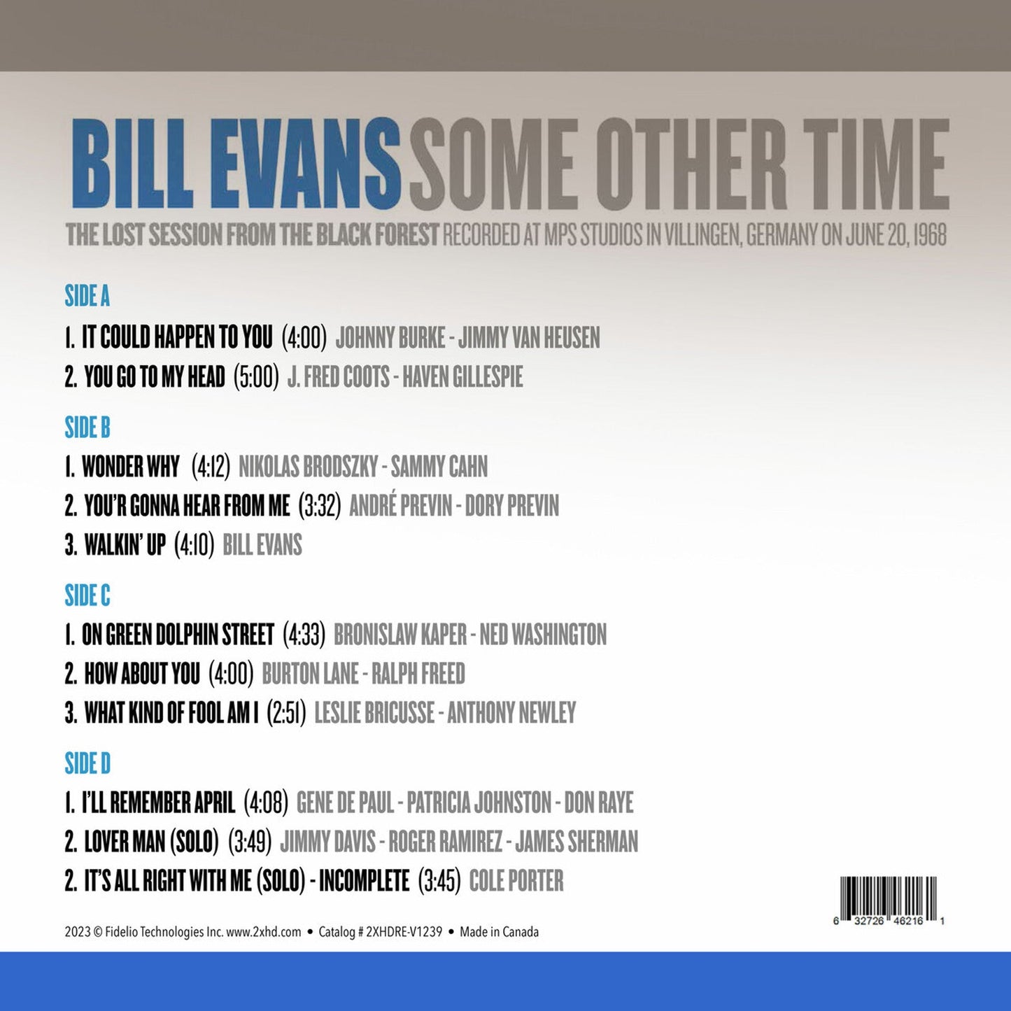Bill Evans - Some Other Time: The Lost Session from the Black Forest Vol. 2 - 45rpm LP Vinyl Record Hub