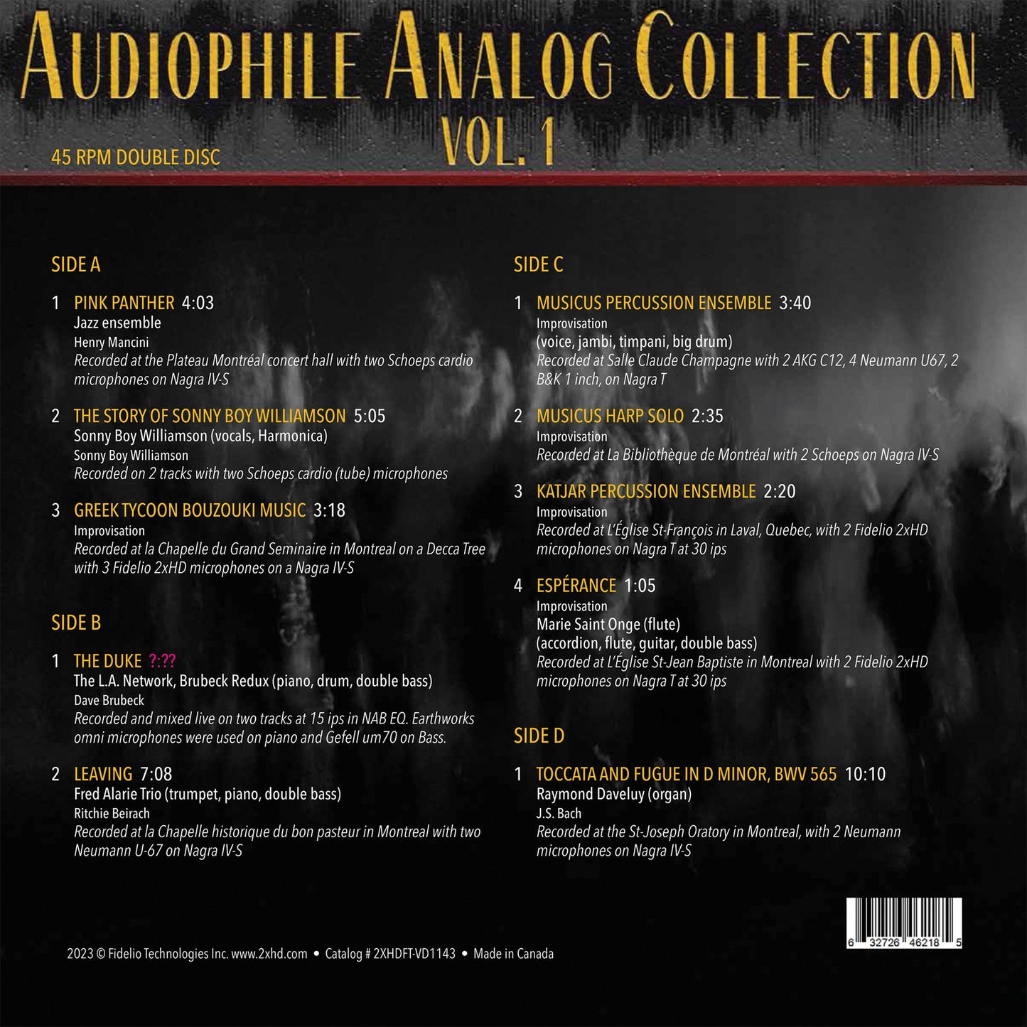 Various Artists - Audiophile Analog Collection Vol. 1 - 2xHD LP Vinyl Record Hub
