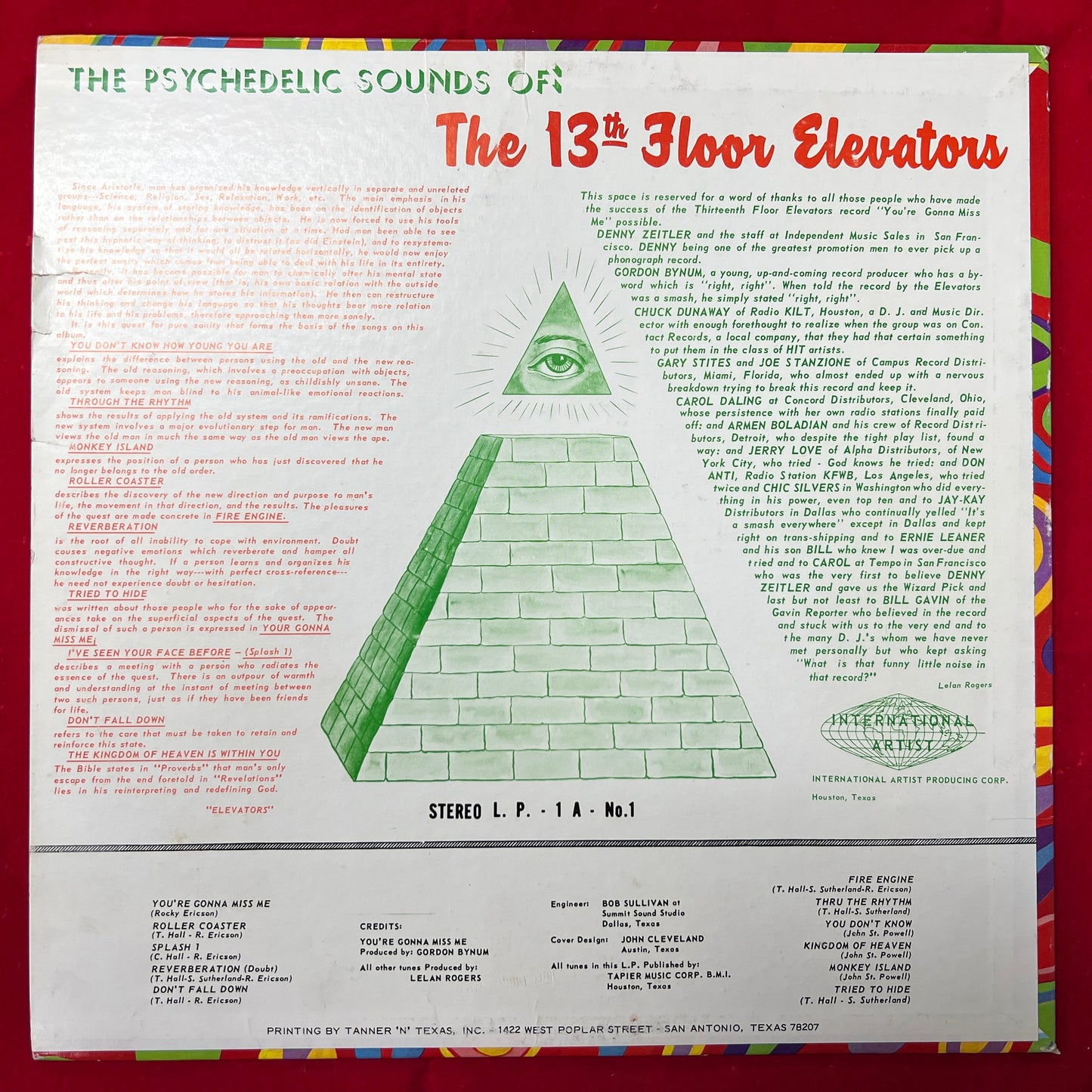 The 13th Floor Elevators - The Psychedelic Sounds Of - Stereo LP Vinyl Record Hub