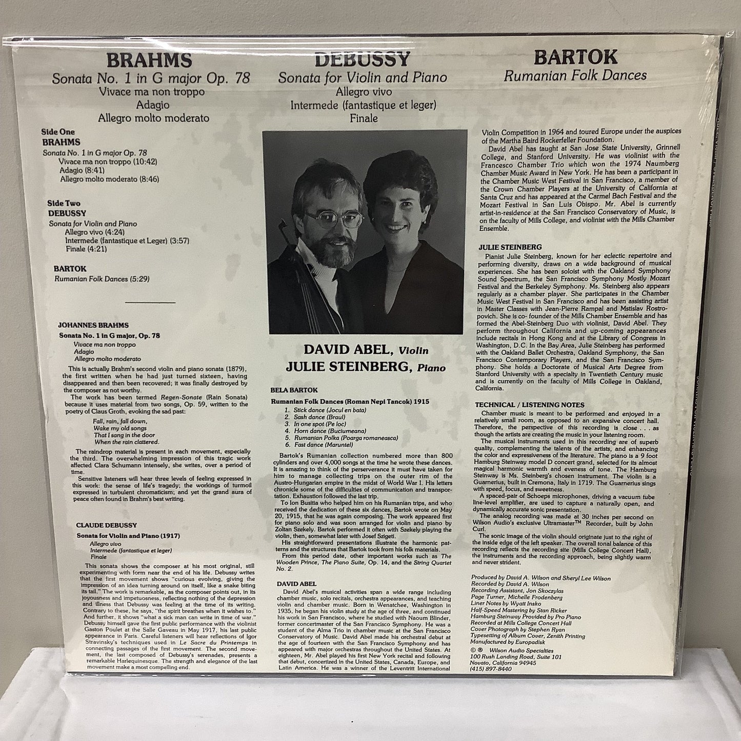 Julie Steinberg/David Abel - Sonatas for Violin and Piano - Wilson Audiophile LP Vinyl Record Hub