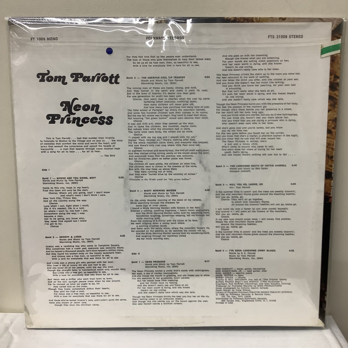 Tom Parrott - Neon Princess - Mono LP Vinyl Record Hub