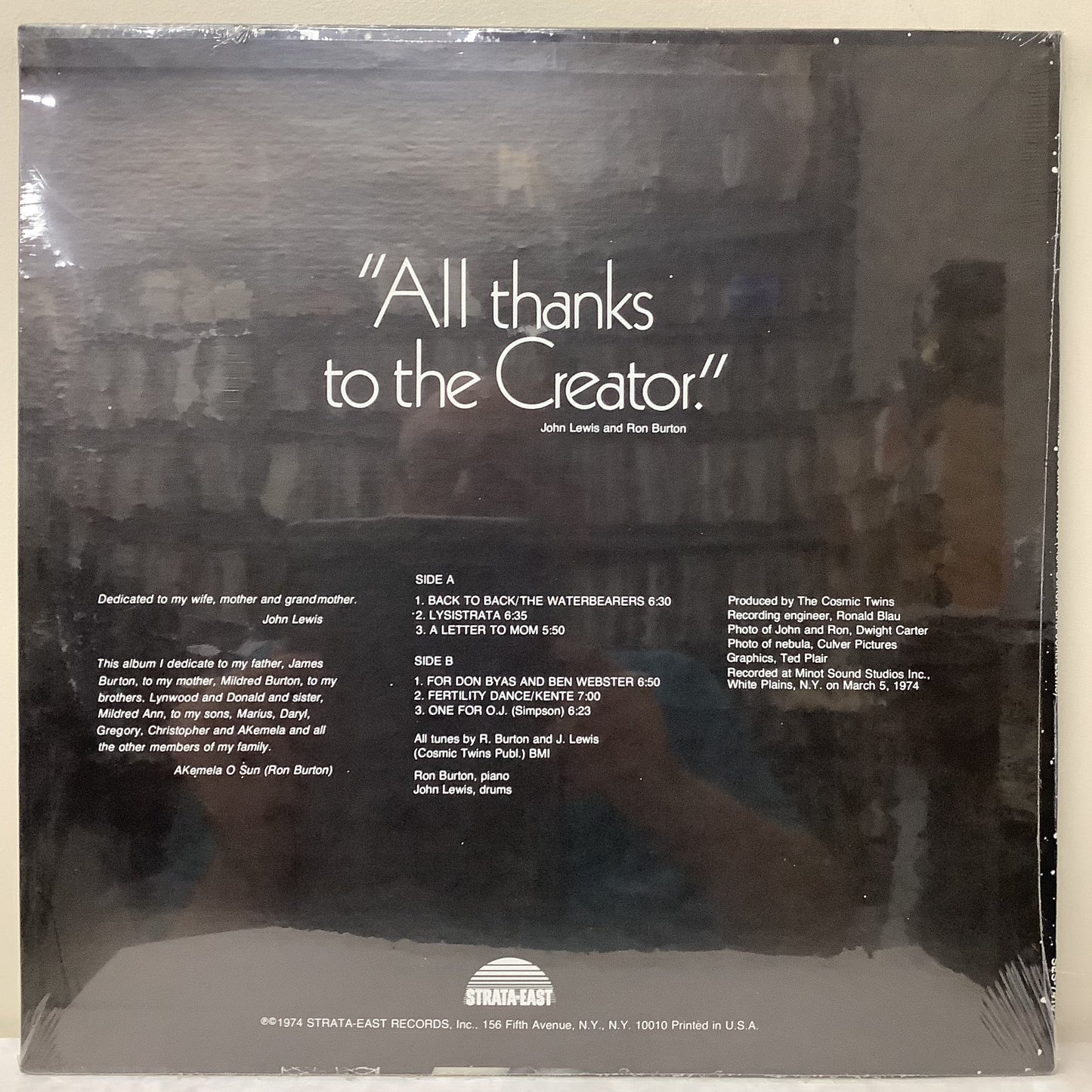 The Cosmic Twins (Ron Burton and John Lewis) - The Waterbearers - Strata East LP Vinyl Record Hub