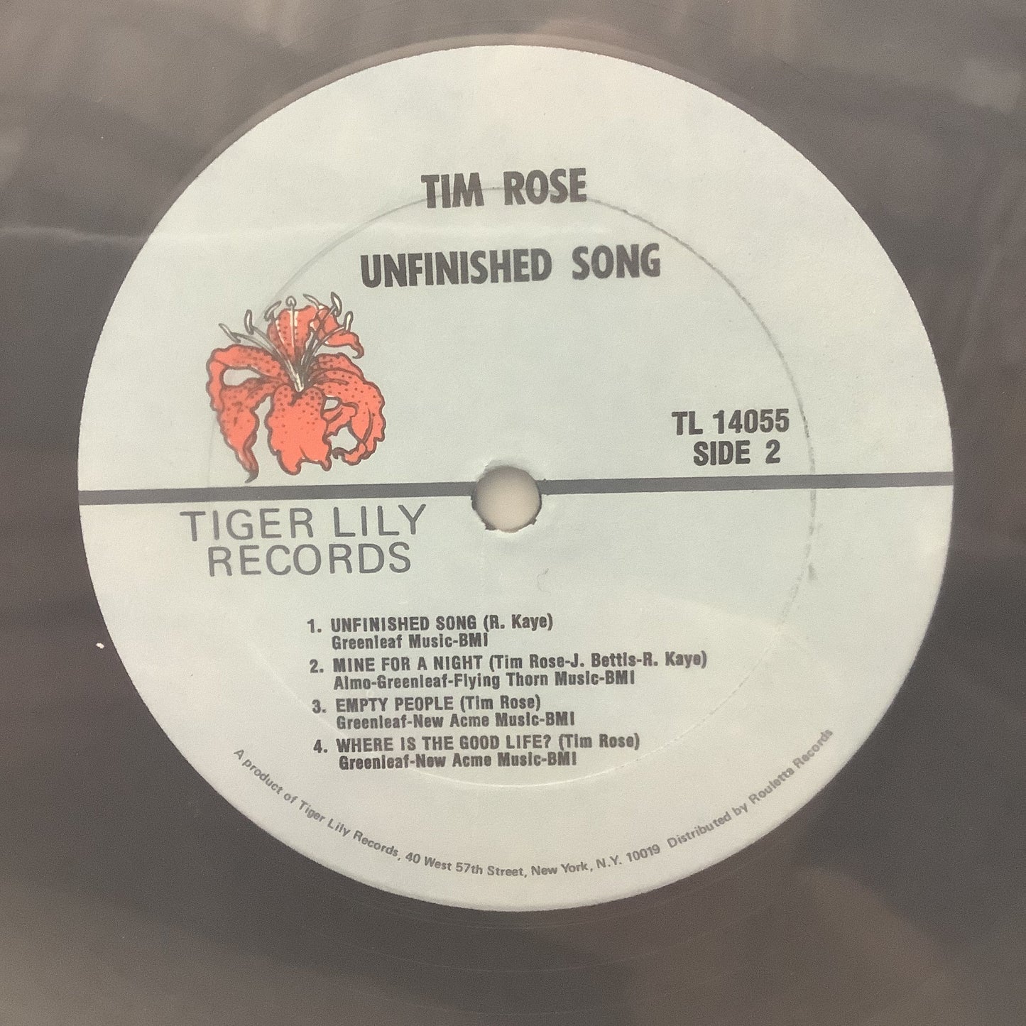 Tim Rose - Unfinished Song - Tiger Lily LP Vinyl Record Hub