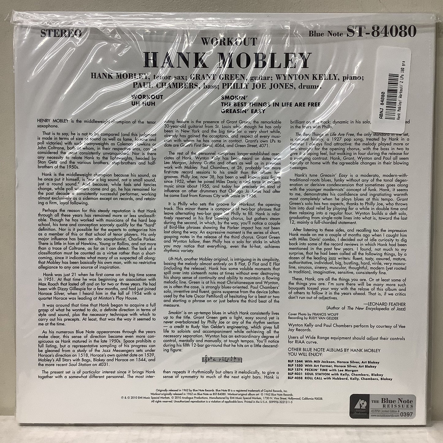 Hank Mobley - Workout - Analogue Productions 45rpm 2x LP Vinyl Record Hub