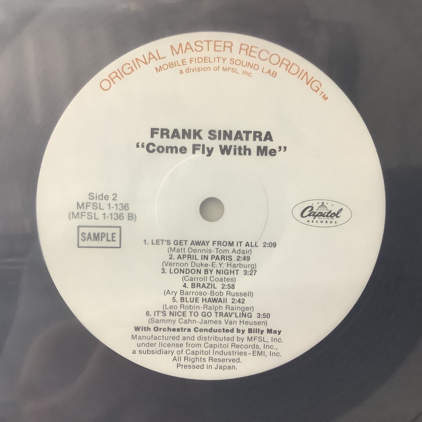 Frank Sinatra - Come Fly with Me = MFSL Sample LP Vinyl Record Hub