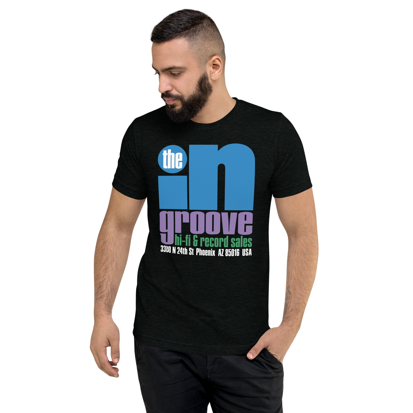 The 'In' Groove Record Store Solid Black Jazzy T-Shirt Vinyl LP Hub