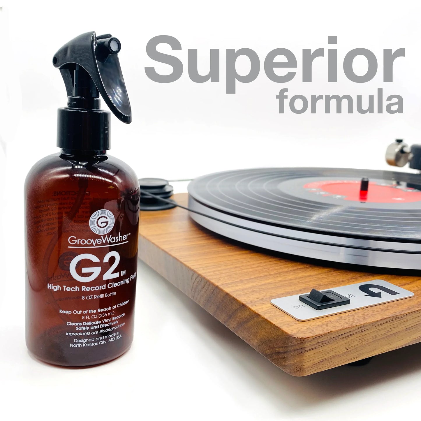 Groovewasher - G2 High Tech Record Cleaning Fluid 8 Oz Refill Bottle Vinyl LP Hub