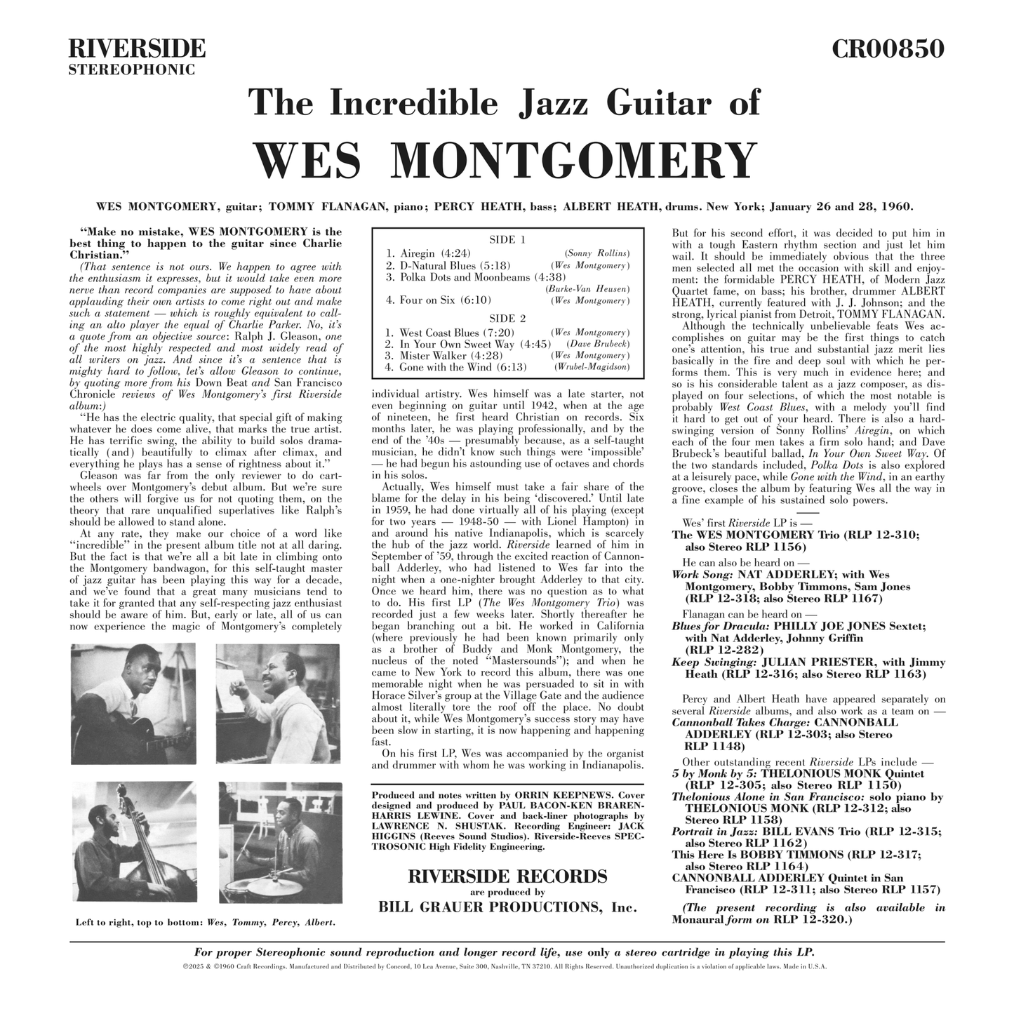 Wes Montgomery - The Incredible Jazz Guitar Of Wes Montgomery - OJC LP Vinyl Record Hub
