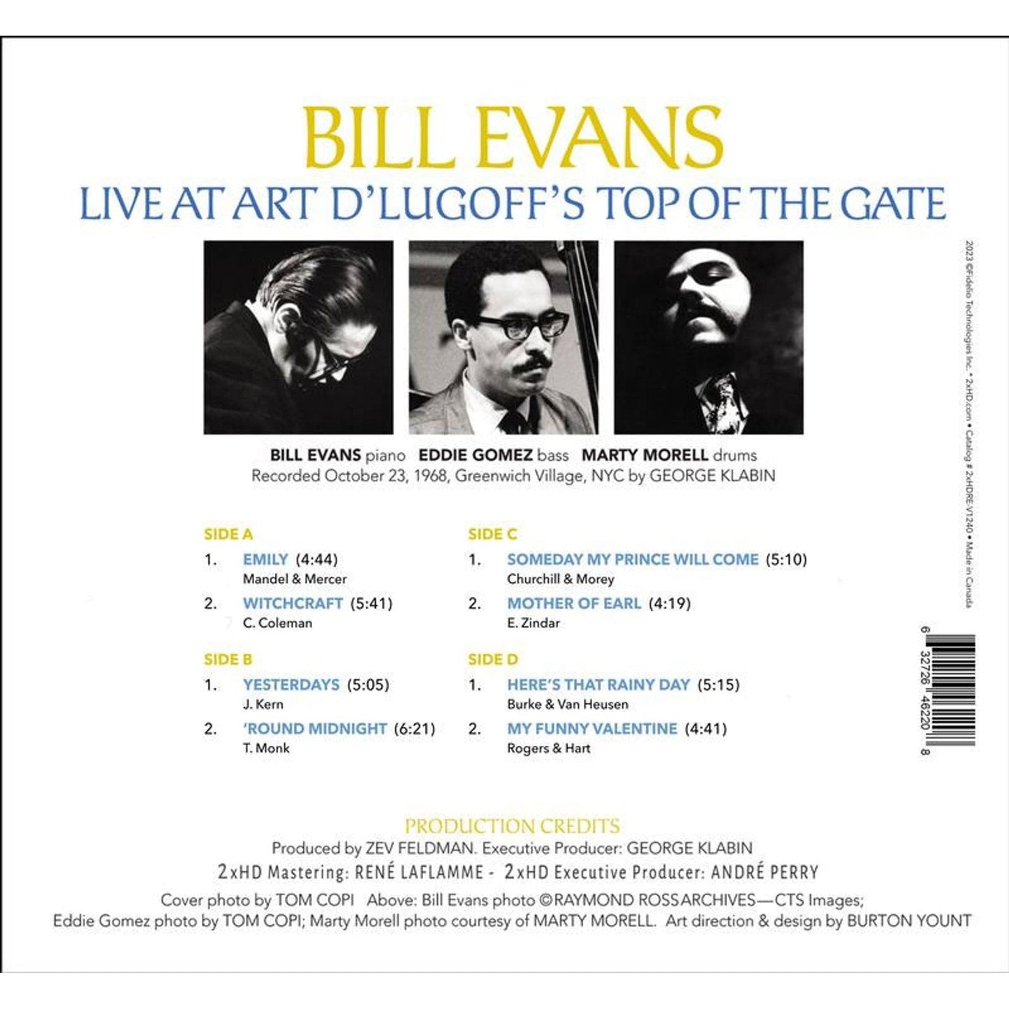 Bill Evans - Live at Art D'Lugoff's Top of The Gate Vol. 1 - 2xHD LP Vinyl Record Hub