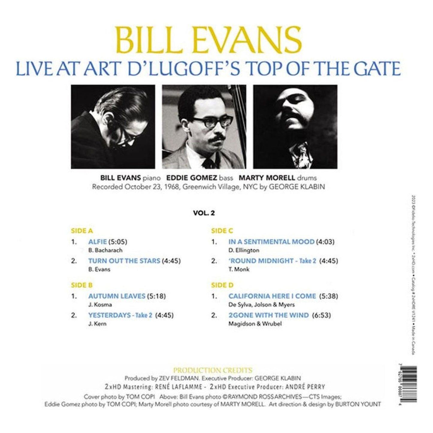 Bill Evans - Live at Art D'Lugoff's Top of The Gate Vol. 2 - 45rpm LP Vinyl Record Hub