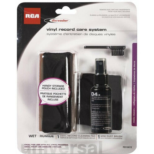 Discwasher - D4+ Record Care System Includes - Fluid, Brush & Storage Bag Vinyl LP Hub