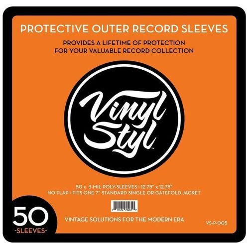 Vinyl Styl - 12 Inch Vinyl Record Outer Sleeve Polyethylene - 50 Count Vinyl LP Hub