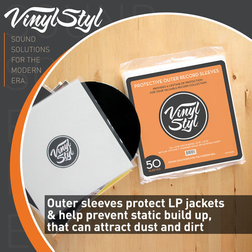 Vinyl Styl - 12 Inch Vinyl Record Outer Sleeve Polyethylene - 50 Count Vinyl LP Hub