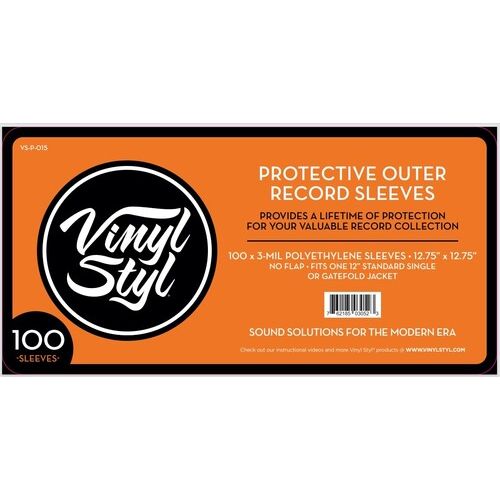 Vinyl Styl - 12Inch Vinyl Record Outer Sleeve Polyethylene - 100 Count (Clear) Vinyl LP Hub