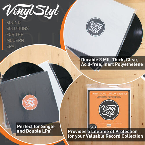 Vinyl Styl - 12Inch Vinyl Record Outer Sleeve Polyethylene - 100 Count (Clear) Vinyl LP Hub