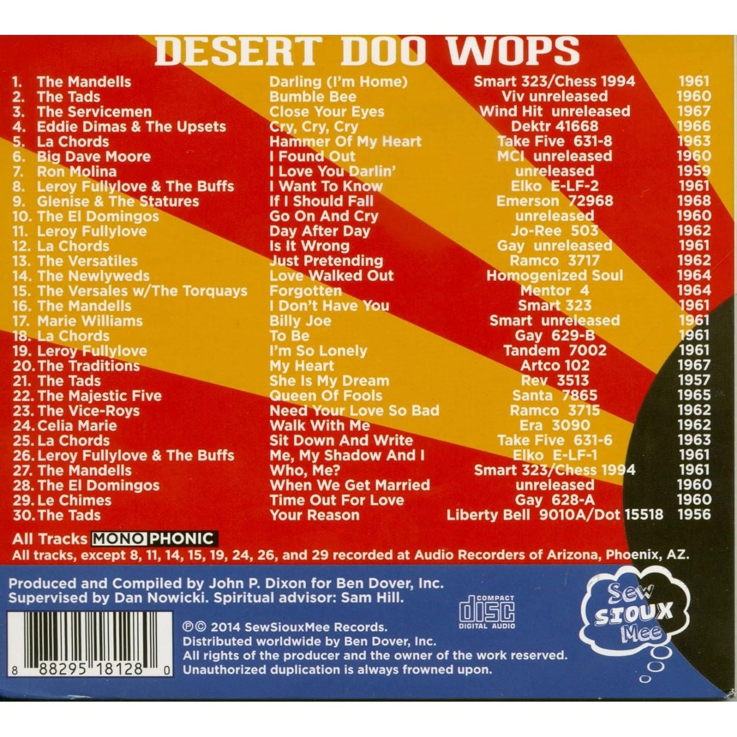 Various Artists - Desert Doo Wops 1956-1968 - CD Vinyl Record Hub