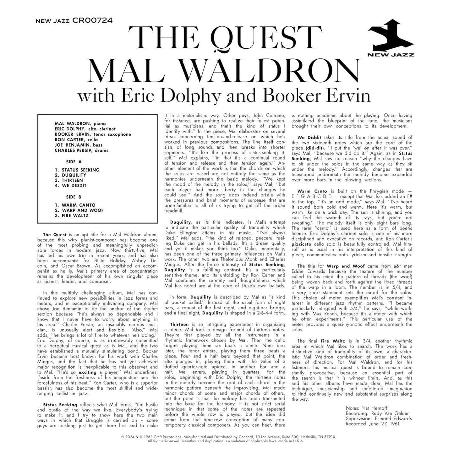 Mal Waldron - The Quest - OJC LP Vinyl Record Hub