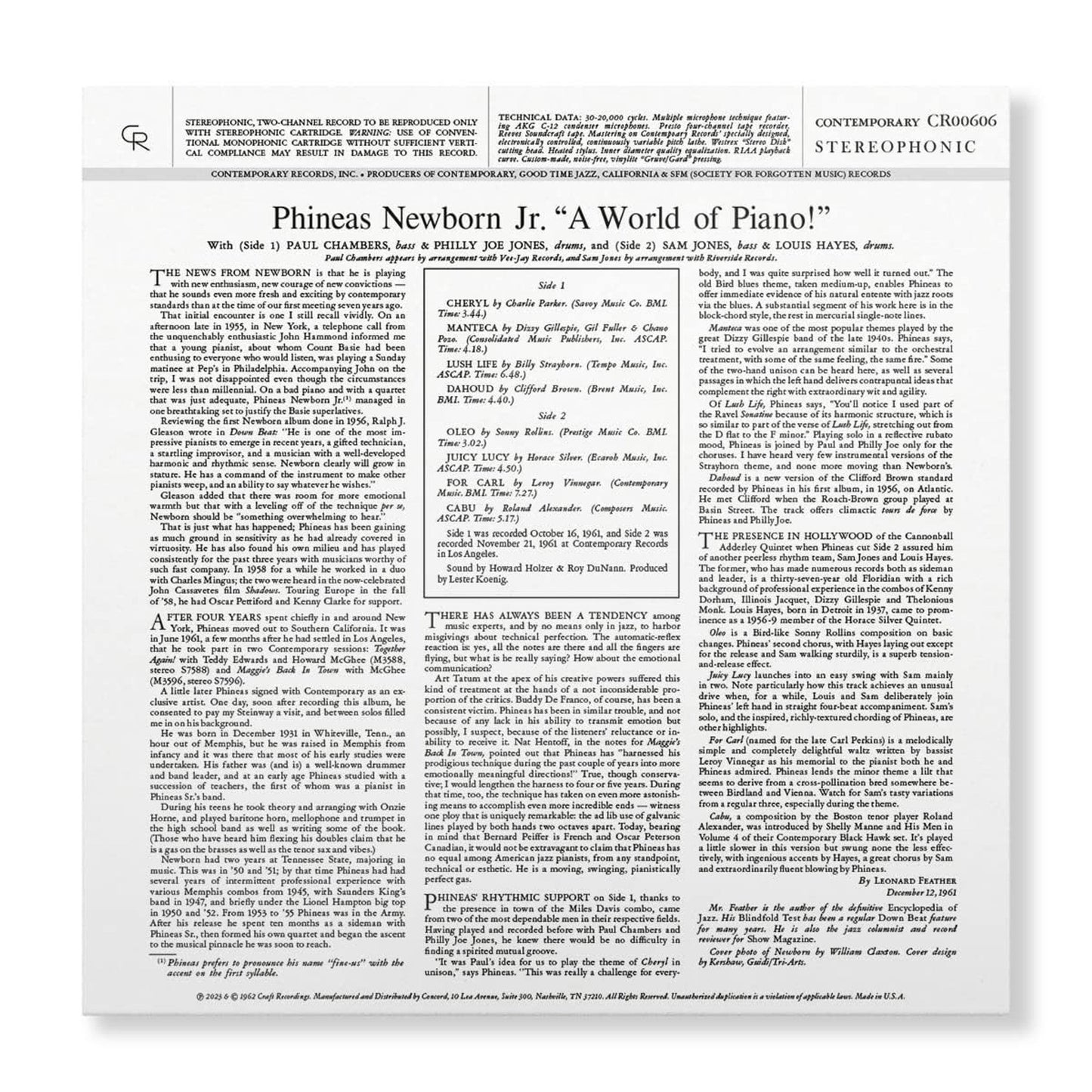 Phineas Newborn Jr. - A World of Piano! - Contemporary LP Vinyl Record Hub