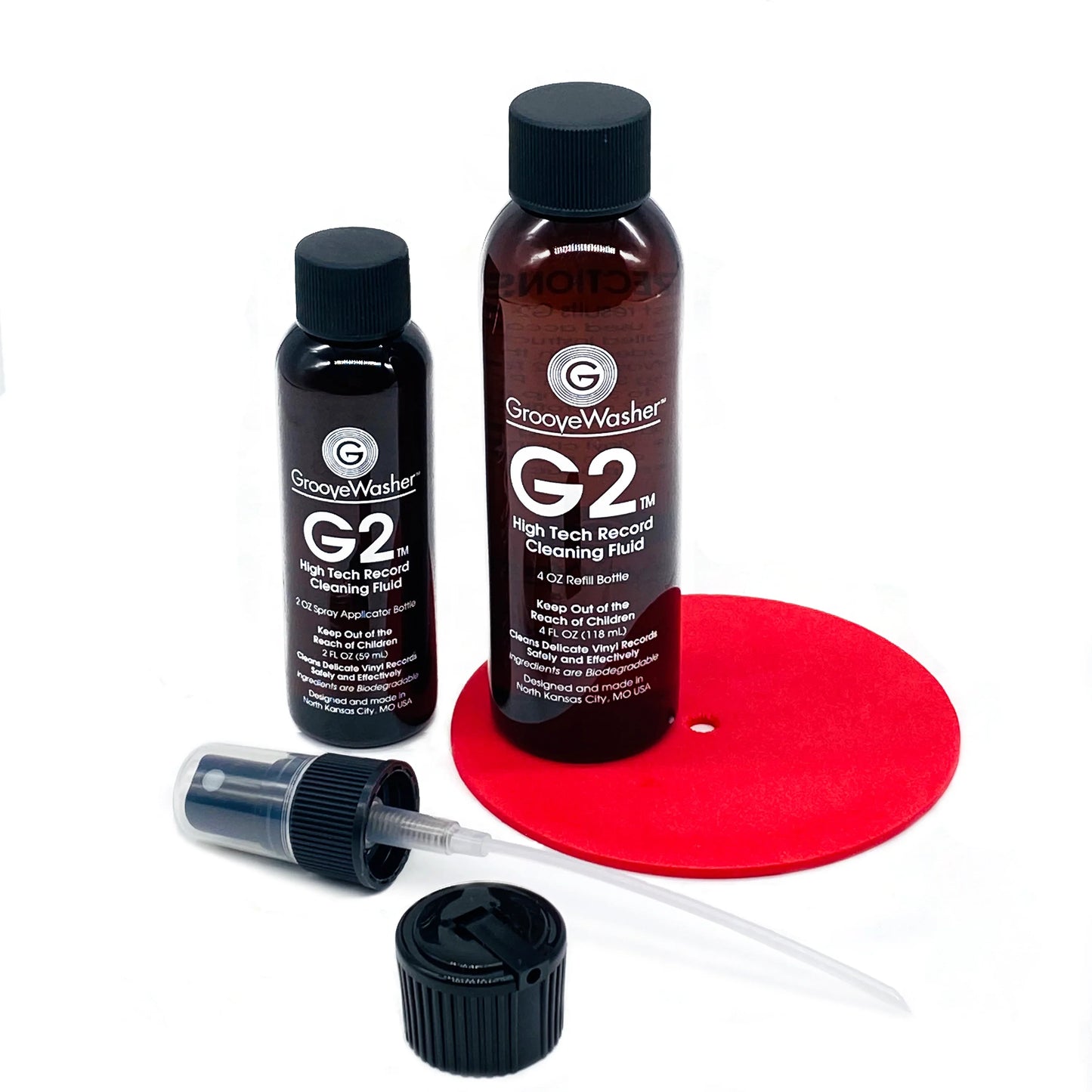 GrooveWasher - G2 Record Cleaning Fluid Kit (2oz. Mist Spray & 4oz. Refill) Vinyl LP Hub
