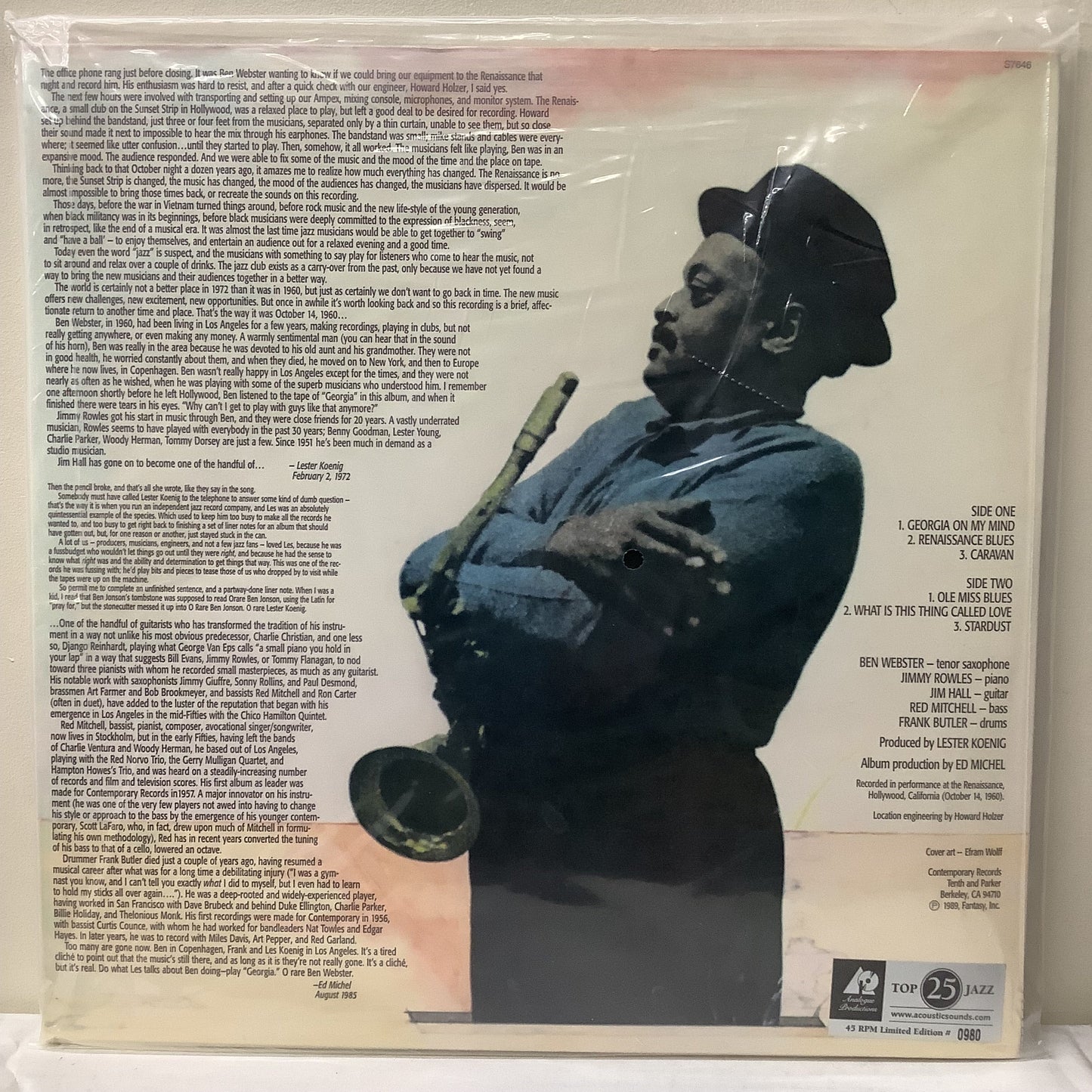 Ben Webster - At the Renaissance - Analogue Productions LP Vinyl Record Hub