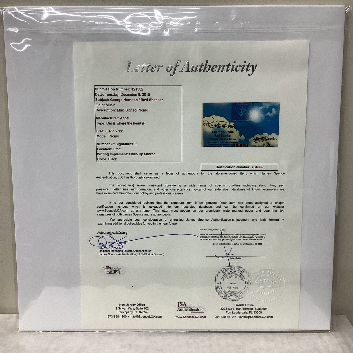 George Harrison and Ravi Shankar AUTOGRAPHED promo sheet Vinyl Record Hub