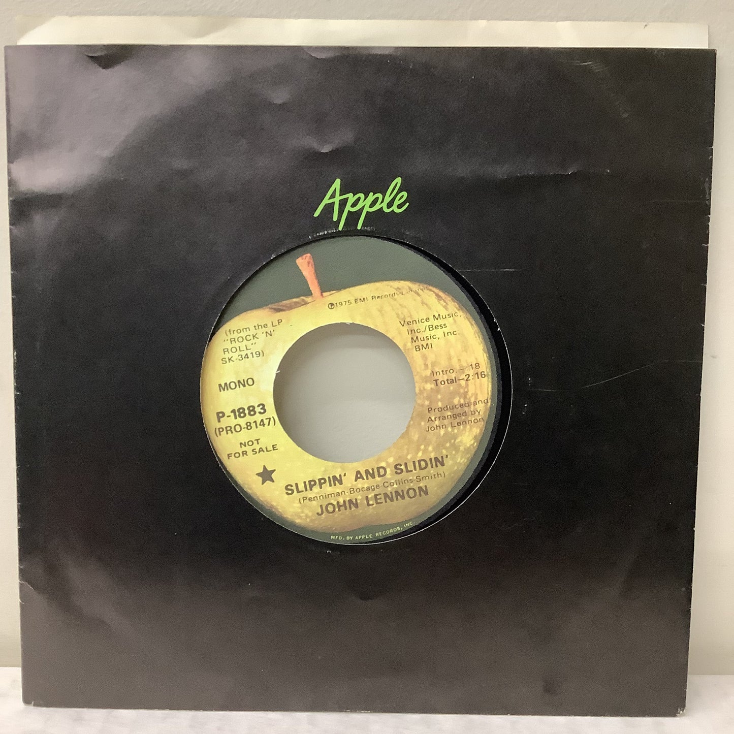John Lennon - Slippin' and Slidin' - Apple Promo 7" Single Vinyl Record Hub
