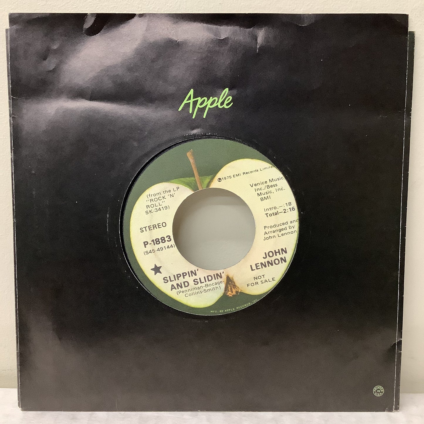 John Lennon - Slippin' and Slidin' - Apple Promo 7" Single Vinyl Record Hub