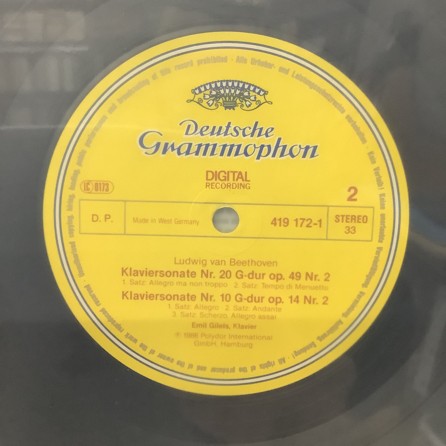 Beethoven/Gilels - Klaversonaten Nos. 5, 10, 19 & 20 - DG LP Vinyl Record Hub