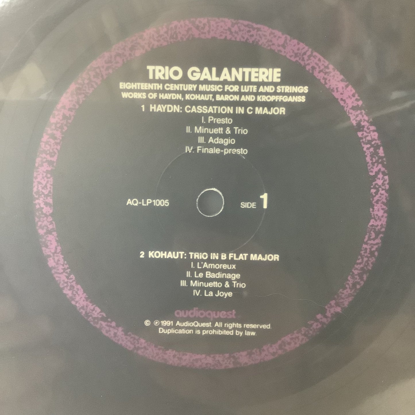 Trio Galanterie - Eighteenth Century Music for Lute and Strings - Audioquest LP Vinyl Record Hub