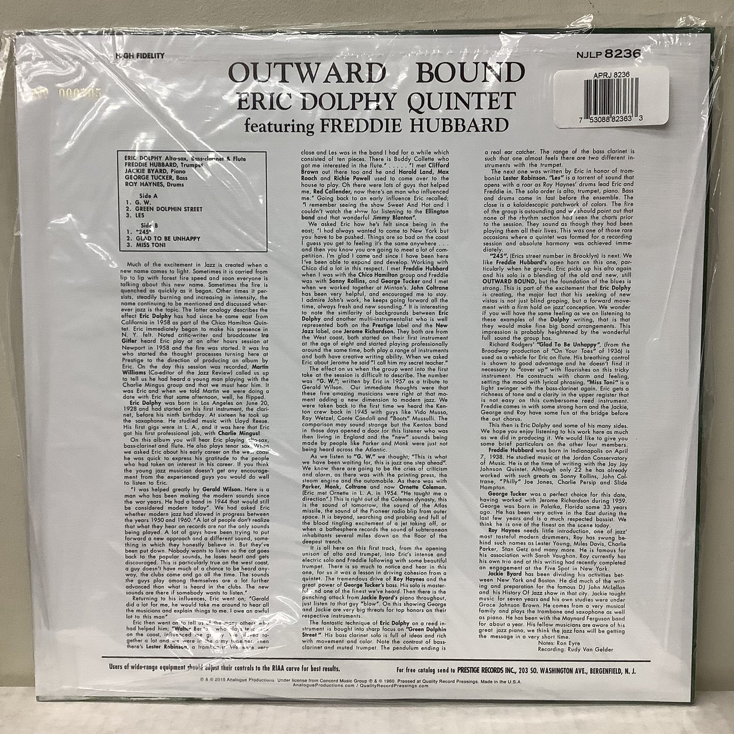 Eric Dolphy - Outward Bound  - Analogue Productions LP Vinyl Record Hub