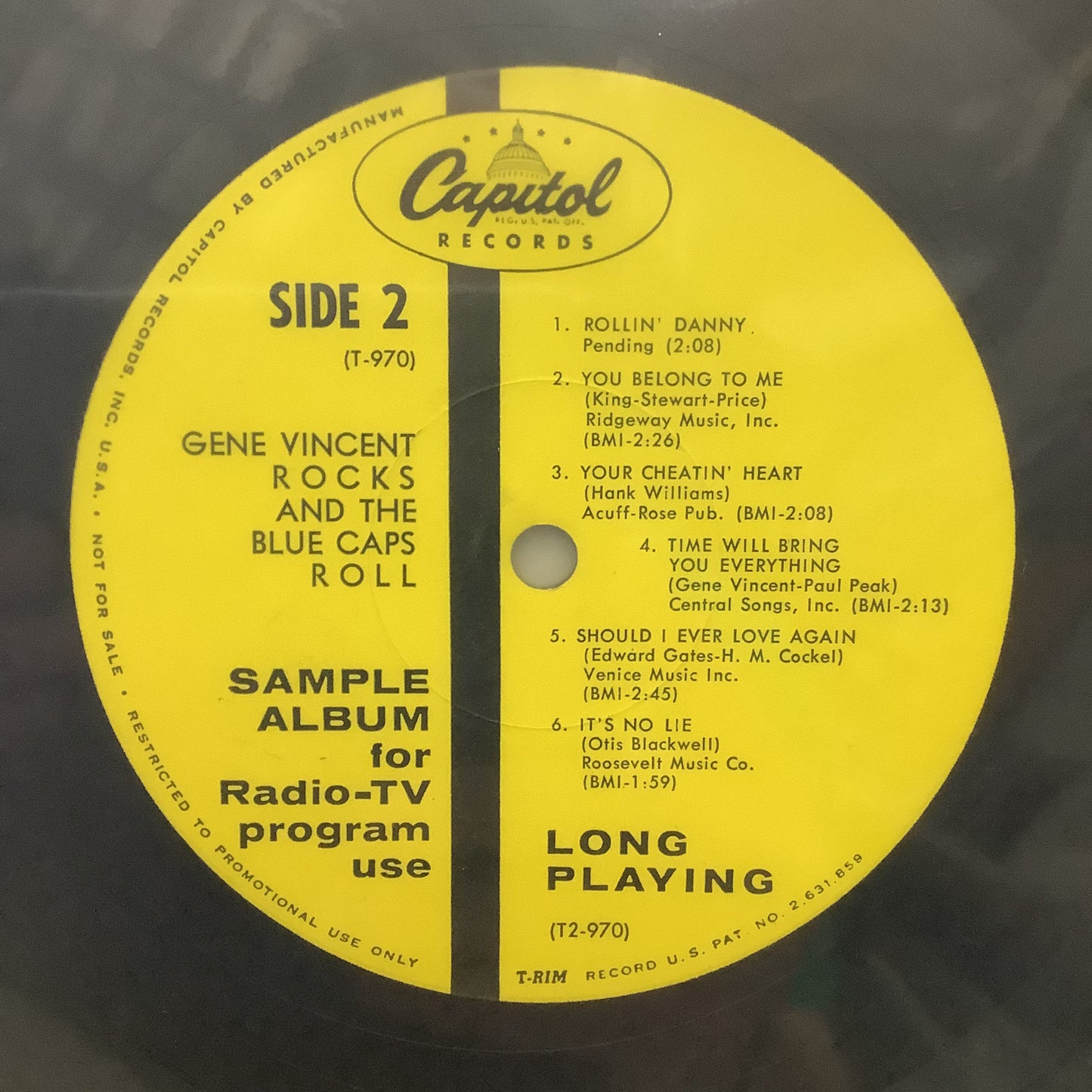 Gene Vincent - Gene Vincent Rocks! And The Blue Caps Roll - Capitol Promo LP Vinyl Record Hub