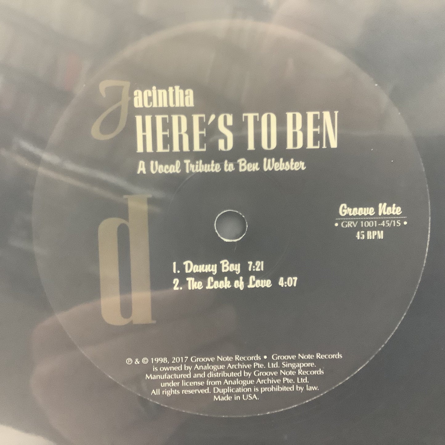 Jacintha - Here's to Ben (A Vocal Tribute to Ben Webster) - Groove Note One Step 45RPM 2x LP Vinyl Record Hub