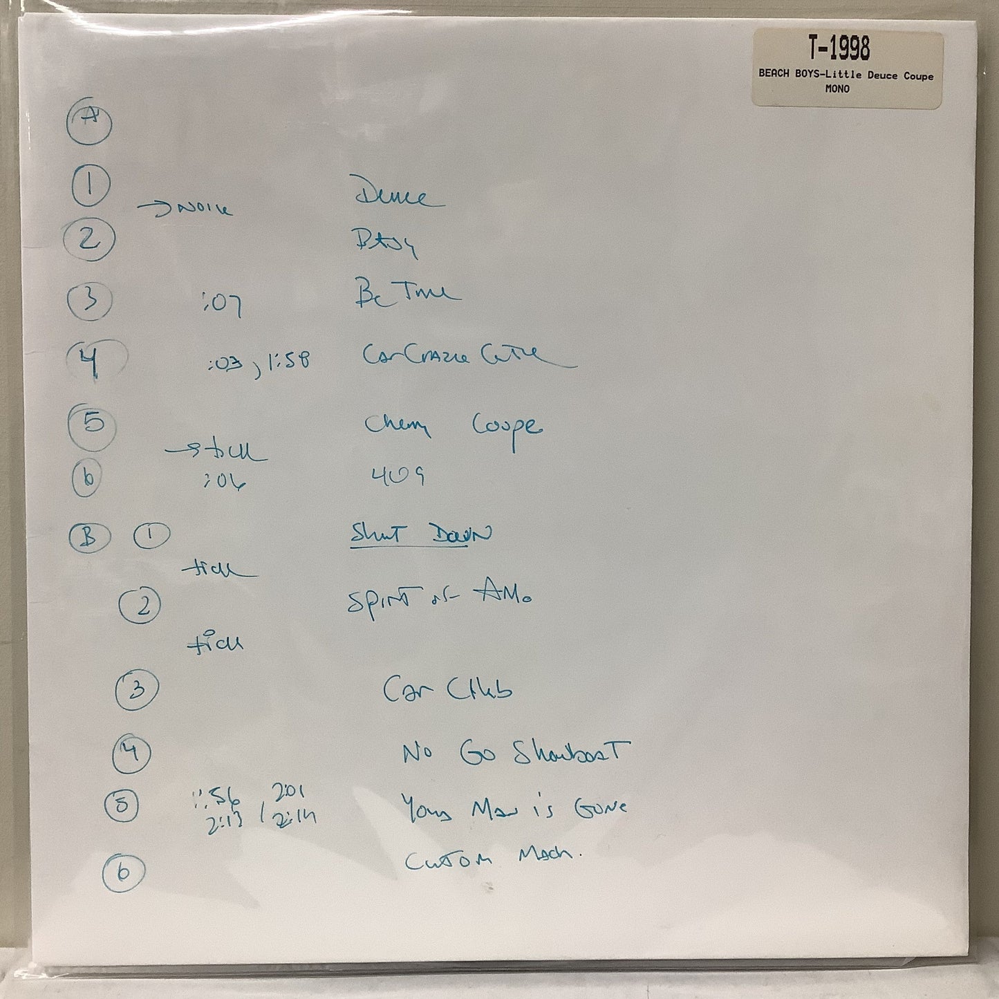 Beach Boys - Little Deuce Coupe (Mono) - Analogue Productions Test Pressing LP Vinyl Record Hub