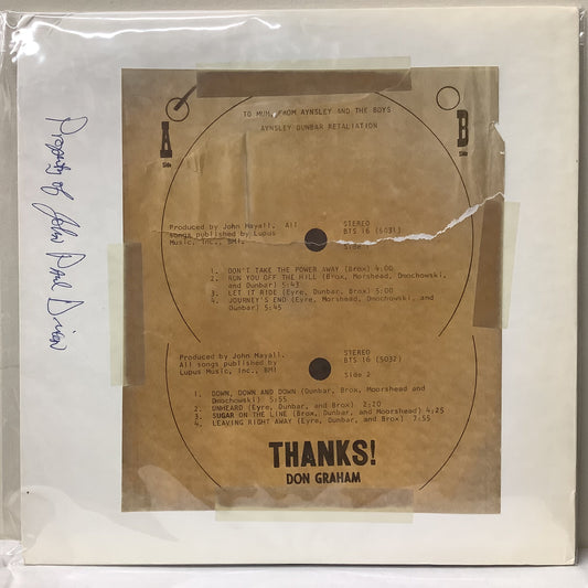 Aynsley Dunbar Retaliation - To Mum from Aynsley and the Boys - Test Pressing LP Vinyl Record Hub