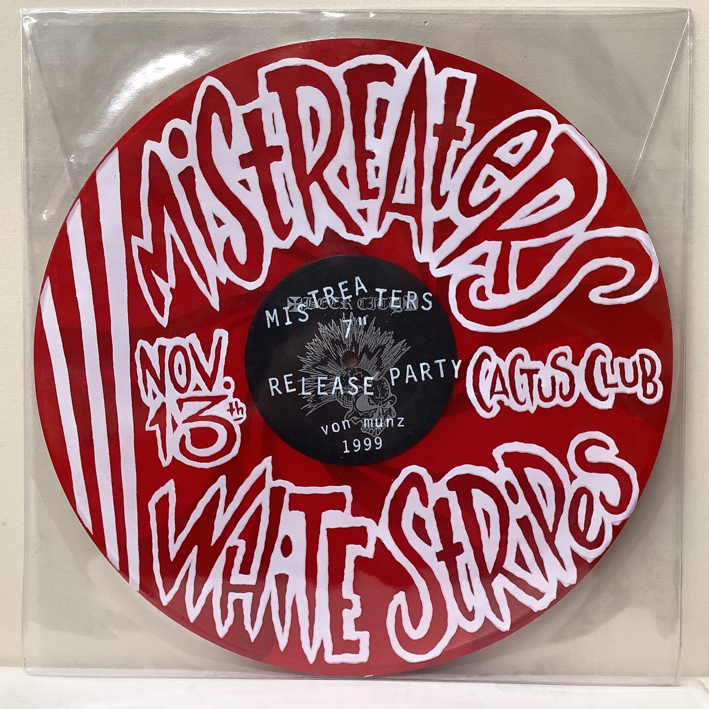 White Stripes/Mistreaters - Cactus Club 1999 Vinyl Poster by Von Munz Vinyl Record Hub