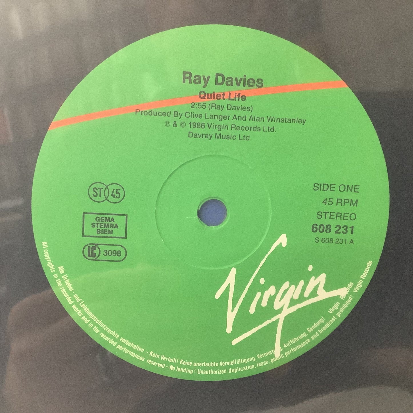 Ray Davies - Quiet Life - Autographed 12" Single Vinyl Record Hub