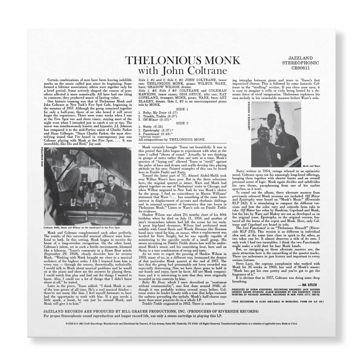Thelonious Monk - Thelonious Monk with John Coltrane - OJC LP Vinyl Record Hub