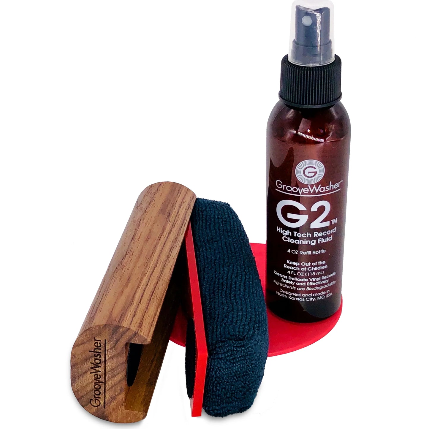 Groovewasher - Record Cleaning Kit The 'In' Groove Customer Edition in Walnut Vinyl LP Hub