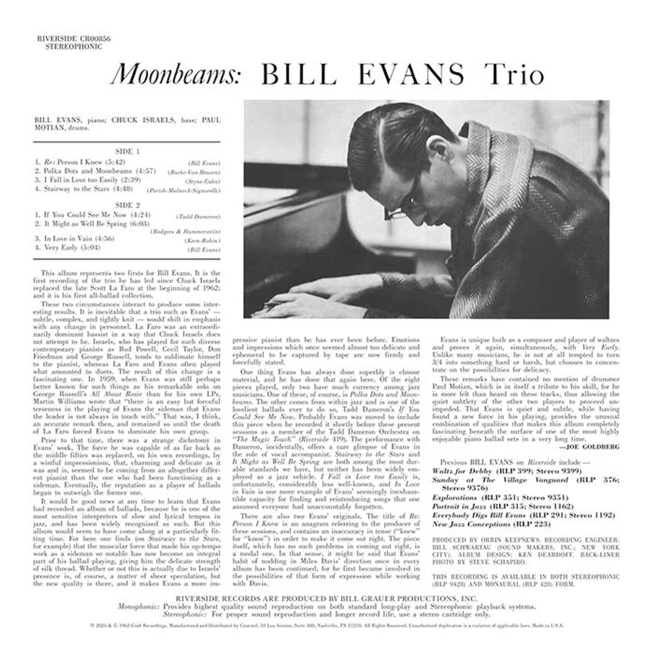 Bill Evans Trio - Moon Beams - OJC LP Vinyl Record Hub