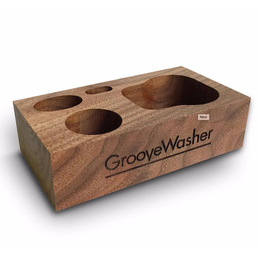 GrooveWasher - Walnut Display Block + 2 oz G2 Fluid Bottle Vinyl LP Hub