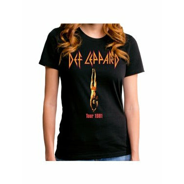 Def Leppard Tour 1981 Woman's T-Shirt Vinyl LP Hub