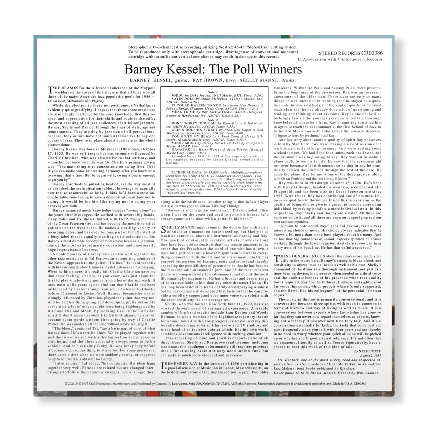 Barney Kessel, Ray Brown, and Shelly Manne - The Poll Winners - Contemporary LP Vinyl Record Hub