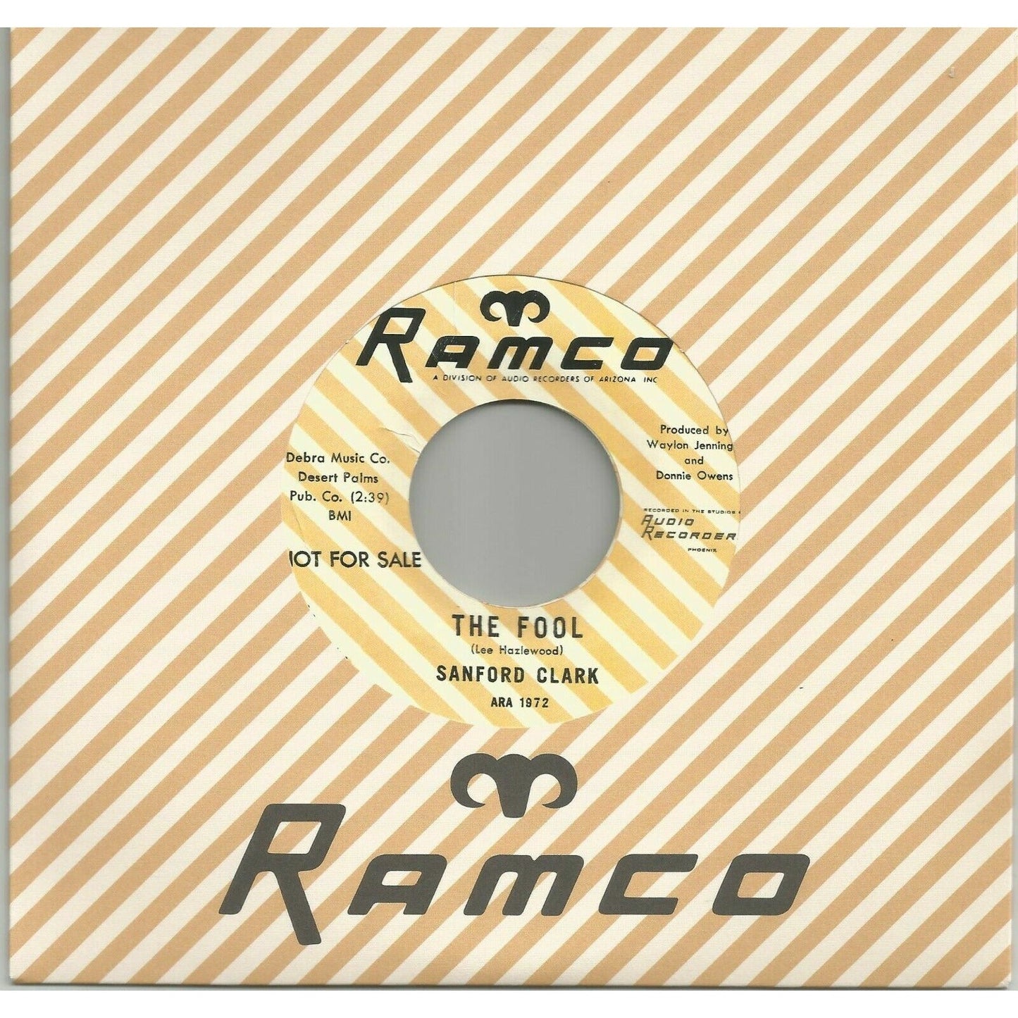 Sanford Clark - It's Nothing To Me / The Fool - Ramco 45 RPM 7" Vinyl Record Hub